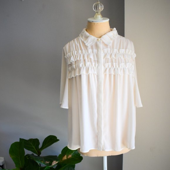 Cream Ruffle Top - Picture 2 of 5